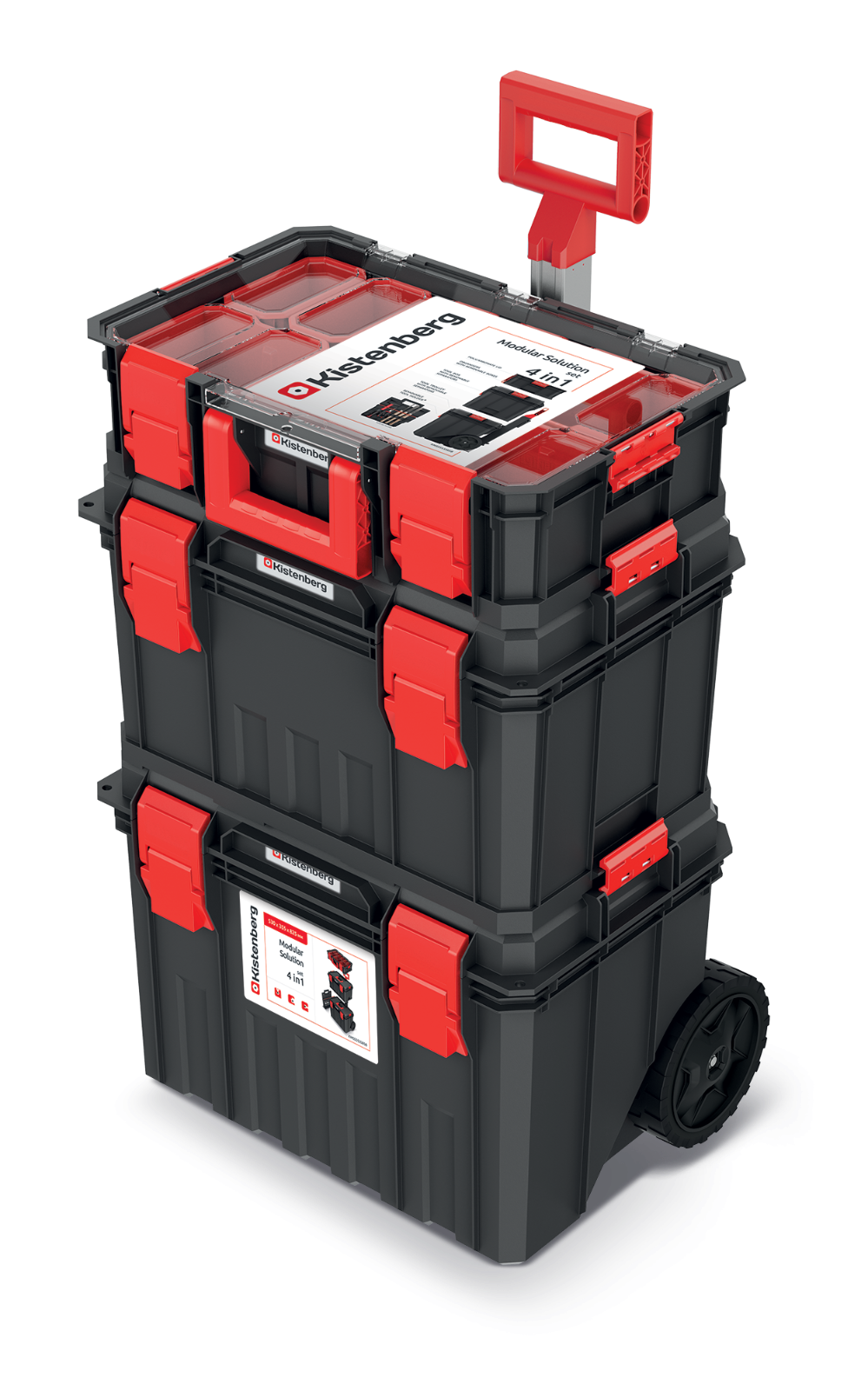 Portable Tool Box with Wheels - Stackable 2-in-1 Tool Chest with Fold-Down Comfort Handles, Tough Latches, and Removable Storage Trays by ＿並行輸入品 STANLEY 3 in 1 Rolling Work Centre Toolbox with Pull Handle